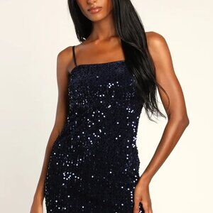 Dark Blue Sequin Lulu's Mini Dress Size M
